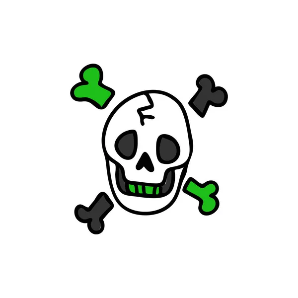 Punk rock skull and bones vector illustration clipart. Simple alternative sticker. Kids emo rocker cute hand drawn cartoon grungy tattoo with attitude motif. — Stock Vector