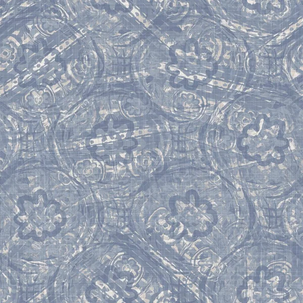 Απρόσκοπτη γαλλική αγροικία dotty λινό μοτίβο. Προβηγκία μπλε λευκή υφασμένη υφή. Σάμπι κομψό στυλ διακοσμητικό κύκλο dot φόντο ύφασμα. Ρουστίκ ύφασμα σε όλη την εκτύπωση — Φωτογραφία Αρχείου