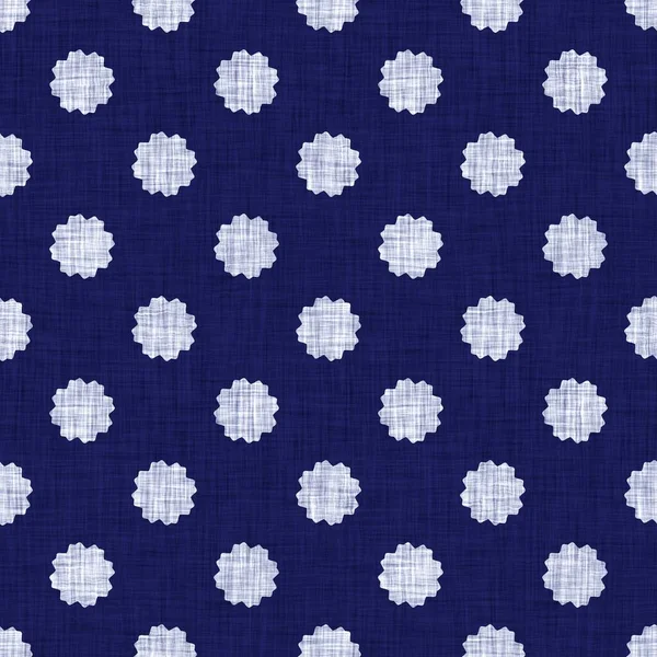 Απρόσκοπτη υφή indigo doodle dot. Μπλε υφαντό boro βαμβάκι βαμμένο φόντο εφέ. Ιαπωνική επανάληψη μπατίκ ανθίστανται μοτίβο πλυσίματος. Στενοχωρημένο σημείο βαφής. Ασιατικό σε όλο το ύφασμα εκτύπωσης. — Φωτογραφία Αρχείου