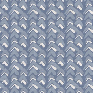 Kusursuz bir Fransız çiftlik evi keten işlemeli simge dokusu. Ecru flax mavi kenevir lifleri. Doğal model geçmişi. Mutfak havlusu kumaşı için organik tik tak. Zig Zag adım materyal izin izi