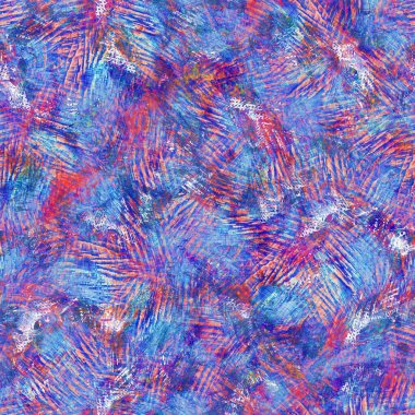 Kusursuz yaz boho 'su parmak izini sildi. Grunge hafif suluboya kolaj dokusu arka planı. Plaj desenli tekstil kumaşı. Boya mavisi, pastel, bulanık, püre, her yerde arıza var. 