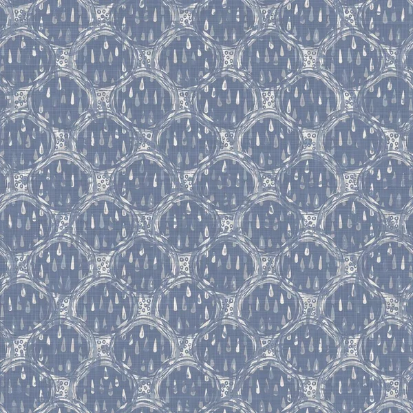 Kusursuz Fransız çiftlik evi, noktalı keten desenli. Provence mavi beyaz dokuma dokusu. Pejmürde şık stil dekoratif daire kumaş arka plan. Her yerde tekstil kırsalı var.