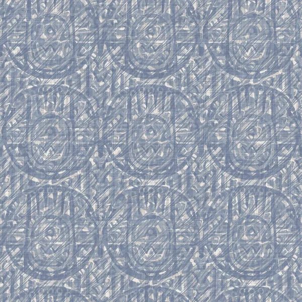 Padrão de linho sem costura francesa fazenda dotty. Provence azul branco tecido textura. Shabby estilo chique decorativo círculo ponto tecido fundo. Têxtil rústico por toda a impressão — Fotografia de Stock