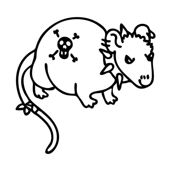 모호크 일러스트 부분이 있는 펑크락 쥐. 간단 한 대체 스티커입니다. 얘들아,에 모락 커 귀엽게 손그린 만화 동물 모티프. — 스톡 벡터