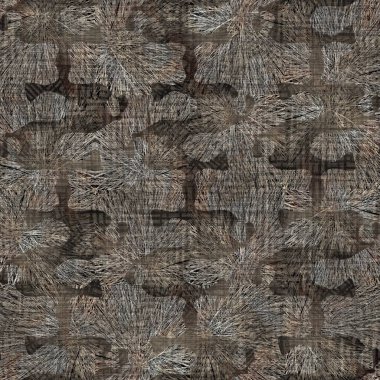 Kusursuz modern sepia camo baskı dokusu arka planı. Benekli kamuflaj deri desenli tekstil kumaş. Hırıltılı, bulanık çarşaflar her yerde. 