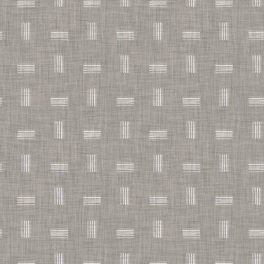 Kusursuz gri Fransız dokuması keten ipten şeritli arka plan. Çiftlik evi ecru flax kenevir lifleri doğal desen. Organik iplik kumaşa yakın. Ecru gri kumaş. Kaba kumaş.