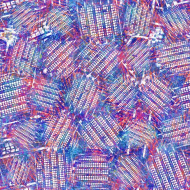 Kusursuz yaz boho 'su parmak izini sildi. Grunge hafif suluboya kolaj dokusu arka planı. Plaj desenli tekstil kumaşı. Boya mavisi, pastel, bulanık, püre, her yerde arıza var. 