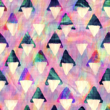 Bulanık gökkuşağı arızası sanatsal jeo şekil dokusu arka planı. Düzensiz kanayan suluboya kravat, dikişsiz boya deseni. Ombre boho batik 'i her yerde bozmuş. Değişik modaya uygun ıslak etki.