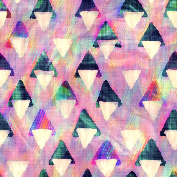 Blurry rainbow glitch artistik geo bentuk latar belakang tekstur. Pendarahan tidak teratur cat air dasi warna polanya mulus. Ombre terdistorsi boho batik seluruh cetak. Efek basah menetes trendi beragam. — Stok Foto