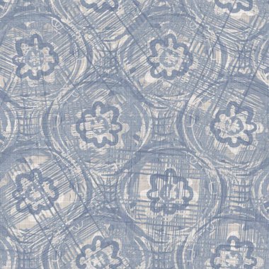 Kusursuz Fransız çiftlik evi, noktalı keten desenli. Provence mavi beyaz dokuma dokusu. Pejmürde şık stil dekoratif daire kumaş arka plan. Her yerde tekstil kırsalı var.