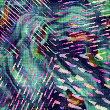 Bulanık gökkuşağı arızası, sanatsal çizgili doku arka planı. Düzensiz kanayan suluboya kravat, dikişsiz boya deseni. Ombre deforme boho çizgili her yerde parmak izi. Değişik moda daldırma ıslak etkisi.