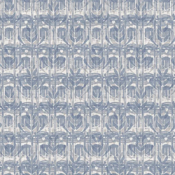 Sömlös fransk bondgård damast linne mönster. Provence blå vit vävd textur. Shabby chic stil dekorativa tyg bakgrund. Textil rustik överallt tryck — Stockfoto
