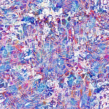 Kusursuz yaz boho 'su parmak izini sildi. Grunge hafif suluboya kolaj dokusu arka planı. Plaj desenli tekstil kumaşı. Boya mavisi, pastel, bulanık, püre, her yerde arıza var. 