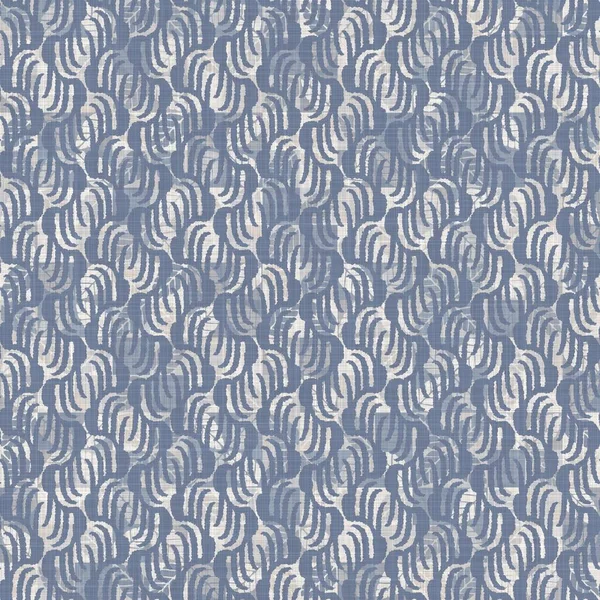 Seamless francês fazenda linho verão bloco impressão fundo. Provence azul cinza linho rústico textura padrão. Shabby estilo chique velho tecido de linho blur. Têxtil por toda a impressão. — Fotografia de Stock