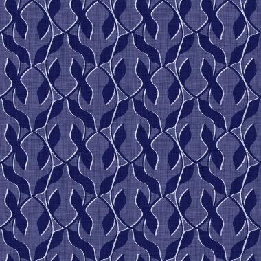 Kusursuz çivit mavisi dokusu. Donanma mavisi işlemeli pamuk boyalı efekt arka planı. Japonlar batik direncini tekrarlıyor. Kumaşın her yerinde Asya füzyonu var..