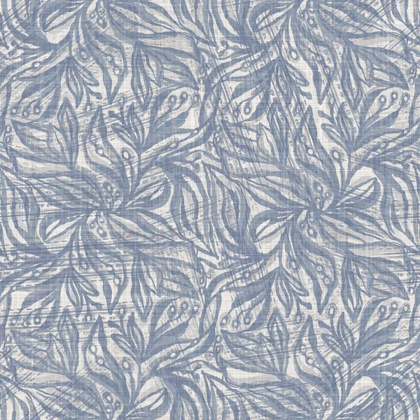 Nahtloses französisches Bauernhaus Damast Leinenmuster. Provence blau weiß gewebte Textur. Shabby chic Stil dekorativen Stoff Hintergrund. Textil rustikal auf der ganzen Linie — Stockfoto