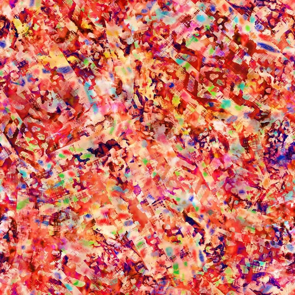 Rosso sfocato pittura acquerello floreale collage texture sfondo. Grunge angosciato cravatta colorante fiore melange modello senza cuciture. Effetto glitch ombre luminoso variegato su tutta la stampa. — Foto Stock
