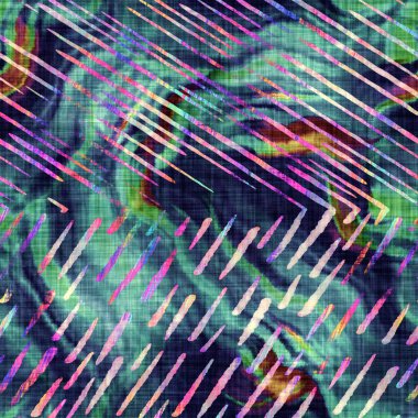 Bulanık gökkuşağı arızası, sanatsal çizgili doku arka planı. Düzensiz kanayan suluboya kravat, dikişsiz boya deseni. Ombre deforme boho çizgili her yerde parmak izi. Değişik moda daldırma ıslak etkisi.