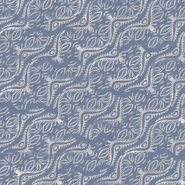 Nahtlose Französisch Bauernhaus gewebten Leinenstreifen Textur. Ecru Flachs blaue Hanffaser. Natürliche Muster Hintergrund. Organisch tickender Stoff für Küchentücher. Nadelstreifenmaterial allover print — Stockfoto