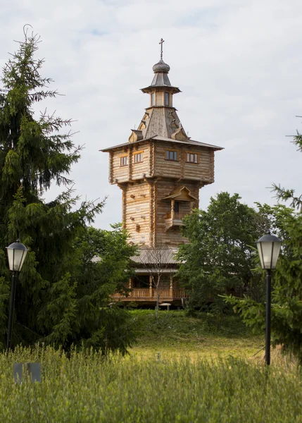 Wooden Russian house. Large wooden mansion country house and sanatorium.