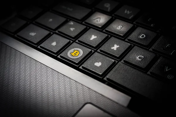 Bitcoin Kryptoměn Klíč Klávesnici Pro Laptop Shurtcut Klíč Tmavě Šedá — Stock fotografie