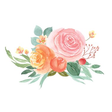 Suluboya çiçekleri elle boyanmış buketler çiçek yemyeşil. Beyaz arka planda izole edilmiş eski tip akvaryum. Kart için dekor tasarla, tarihi kaydet, düğün davetiyesi kartları, poster, afiş tasarımı