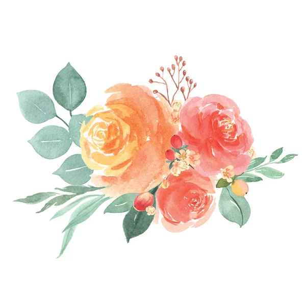 Watercolor florals hand painted bouquets lush flowers llustration vintage style aquarelle isolated on white background. Design decor for card, save the date, wedding invitation cards, poster, banner design