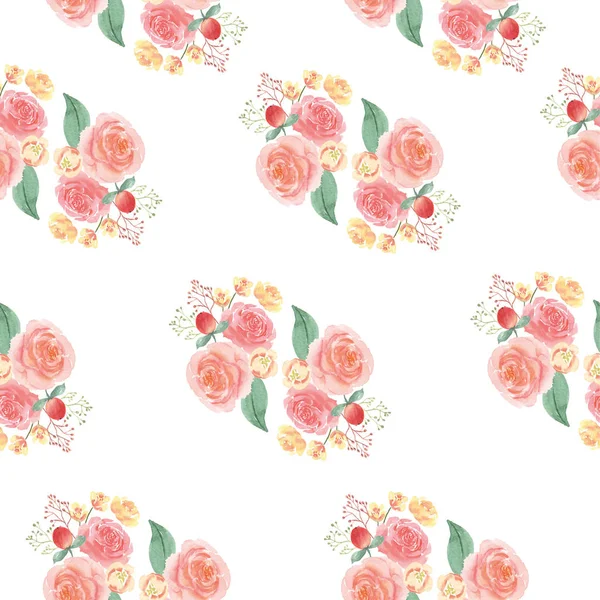 Nahtlose Muster Floralen Üppigen Aquarell Stil Vintage Textil Blumen Aquarell — Stockfoto