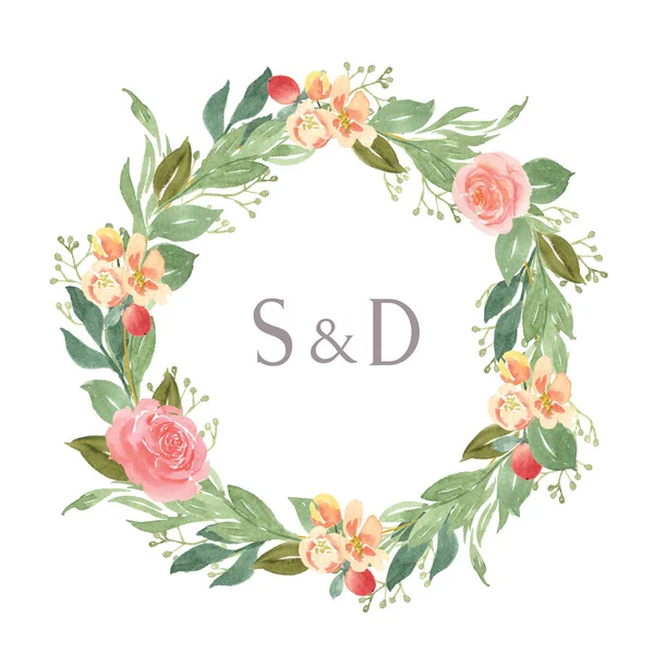 Watercolor florals hand painted with text wreaths frame border, lush flowers aquarelle isolated on white background. Design flowers decor for card.