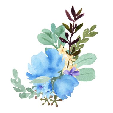 Suluboya buketler çiçek beyaz arka plan üzerinde izole boyalı yemyeşil çiçek llustration vintage tarzı aquarelle ver. Kaydet Tarih, düğün davetiye, poster, Afiş kartı için dekor Tasarla