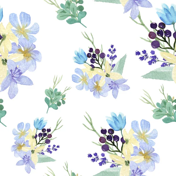 Pattern Seamless Floral Lush Watercolour Style Vintage Textile Flowers Aquarelle — Stock Photo, Image