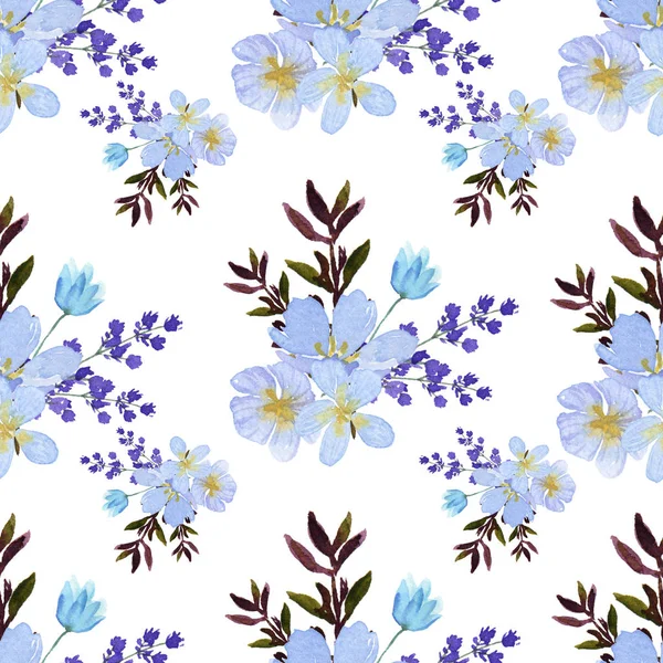 Pattern Seamless Floral Lush Watercolour Style Vintage Textile Flowers Aquarelle — Stock Photo, Image