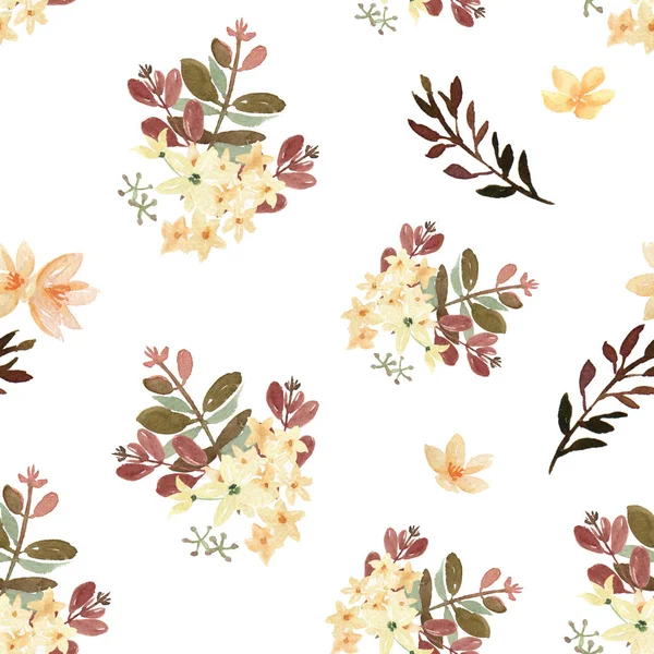 Muster Nahtlose Florale Üppige Aquarell Stil Vintage Textil Blumen Aquarell — Stockfoto
