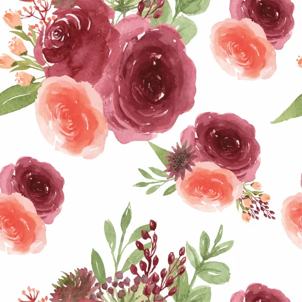 Watercolor Florals Seamless Border Lush Flowers Aquarelle Hand Painted Isolated — Stock Photo, Image