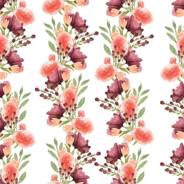 Pattern Seamless Floral Lush Watercolour Style Vintage Textile Flowers Aquarelle — Stock Photo, Image