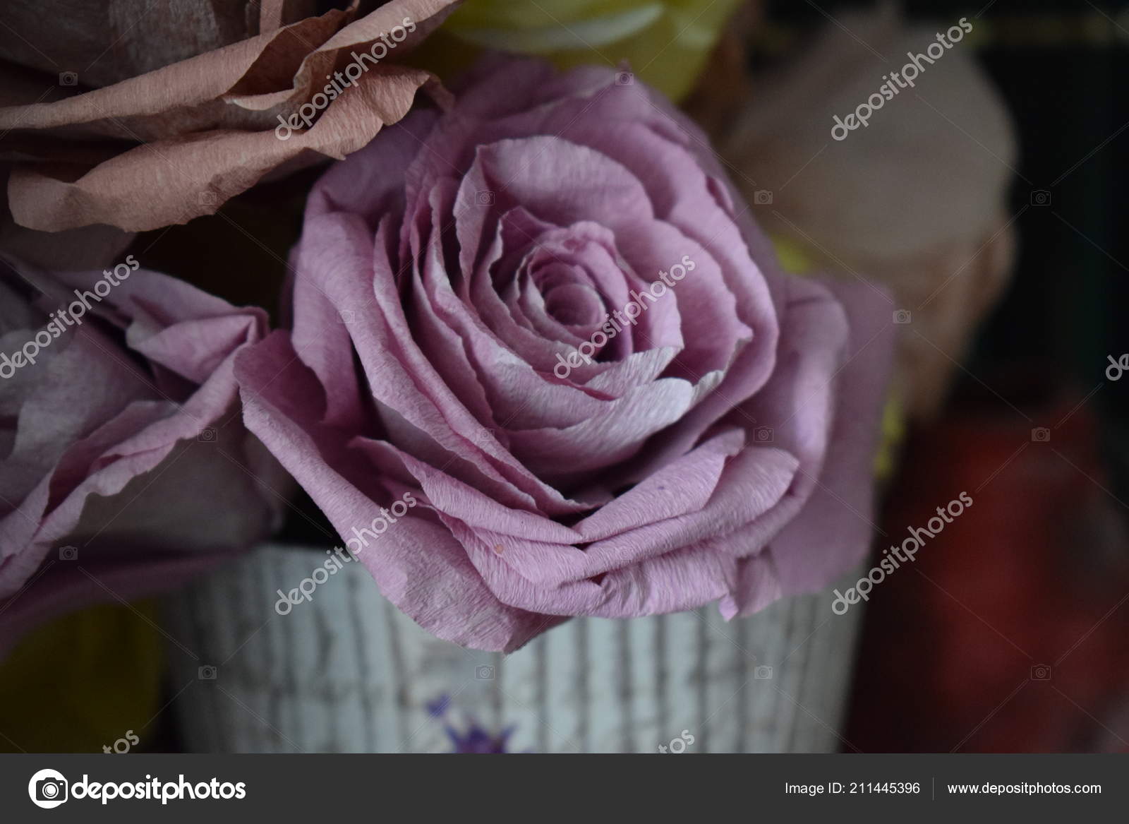 Paper Rose Vintage Pot Decoration Stock Photo C Shoot The Sky