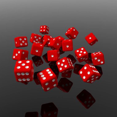 Bir sürü 3d kırmızı zar