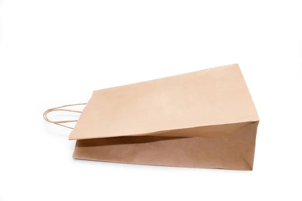 Kraft Paper Bag White Background — Stock Photo, Image