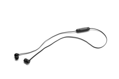 Siyah beyaz arka plan üzerinde izole kulaklık. Yukarıdan görüntülemek