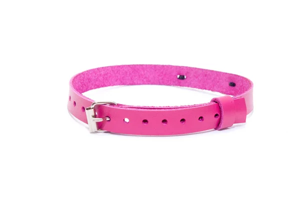 Pink Leather Choker White Background Side View — Stock Photo, Image