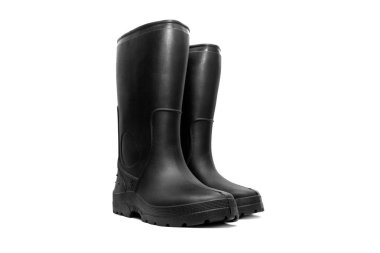 Rubber black boots for fishing.  clipart