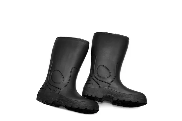 Bottes Noires Caoutchouc Pour Pêche — Photo