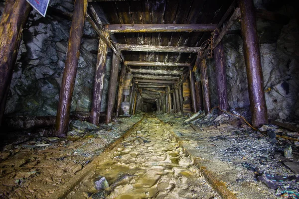 Subterráneo Abandonado Oro Mineral Hierro Mina Túnel Galería Paso Wtih — Foto de Stock