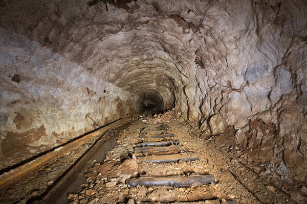 Underground gold iron ore mine shaft tunnel gallery passage