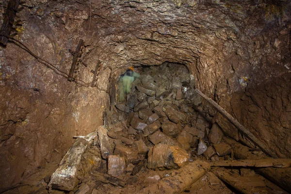 Souterrain Abandonné Mine Mine Cuivre Puits Tunnel Galerie Passage Avec — Photo