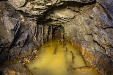 Yeraltı terk altın demir cevheri maden şaft tünel galeri su sular altında