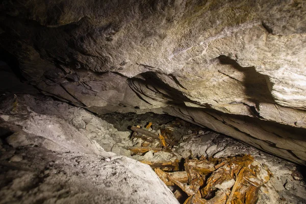 stock image Underground abandoned gold iron ore mine shaft tunnel gallery passage