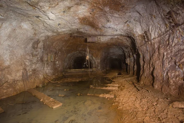 Subterráneo Abandonado Oro Mineral Hierro Mina Túnel Galería Paso Wtih — Foto de Stock