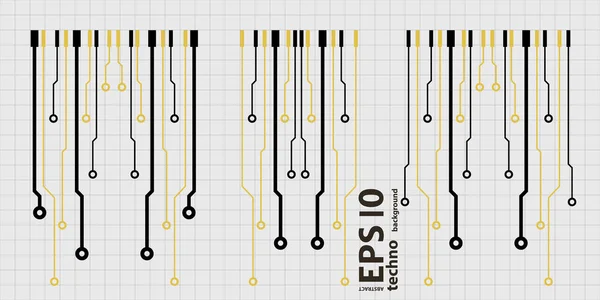 Vektor kretskort element på rutnätet. Design element för kretskort illustration — Stock vektor