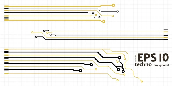 Eléments de carte de circuit vectoriel sur grille. Eléments de conception pour illustration de circuit imprimé — Image vectorielle